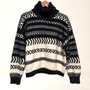 AMBICIONE by ANSELMI Nordic Fair Isle Fuzzy Turtleneck Cozy Apres Ski